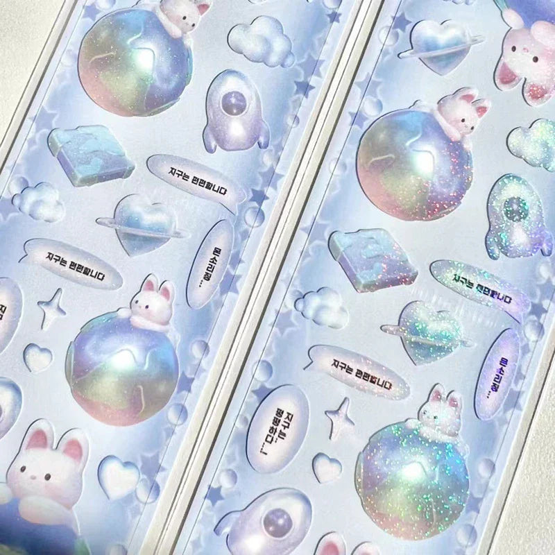 Korean ins Cute Angel Rabbit Sticker Scrapbooking Idol DIY Album Decoration Sticker Aesthetic Personalized Kawaii Stationery (ONLINE ORDER ONLY)