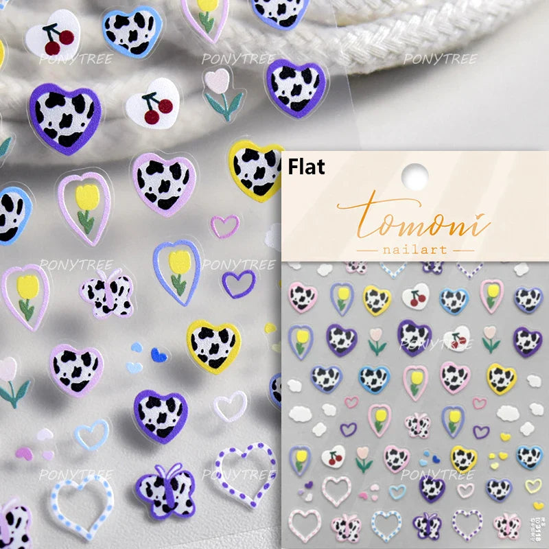 Graffiti Line Love Heart Cool Personal Hollow Out English Letter Y2k Self Adhesive Nail Art Decorations Sticker Manicure Decals (ONLINE ORDER ONLY)