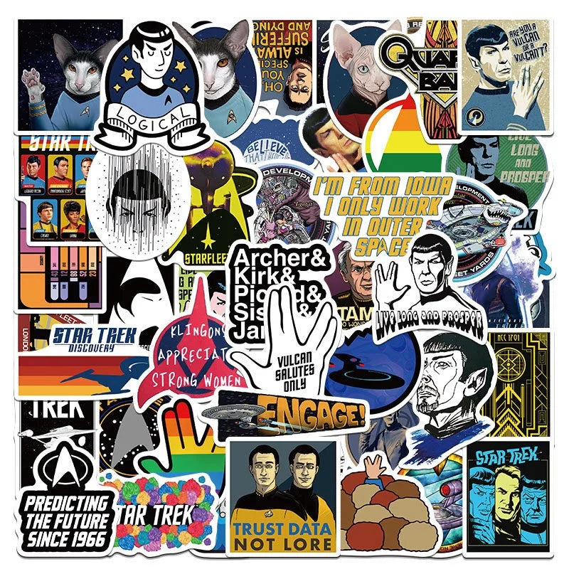 50pcs Star Trek Stickers for Laptop, Phone, Car, Scooter, Suitcase, Water Bottle, Refrigerator (Online Order Only)