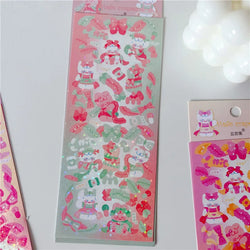 6/8pcs Kawaii Ribbon Rabbit Decorative Sticker Set Girls Scrapbooking Idol Card DIY Diary Album Collage Material Korean Stickers (ONLINE ORDER ONLY)