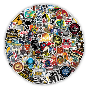 100Pcs Cool Welder Electric welding Graffiti Stickers Lable For Refrigerator Cars Helmet DIY Gift box Bicycle Guitar (ONLINE ORDER ONLY)