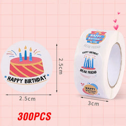 100-500pcs Happy Birthday Cake Party Sticker Creative Cartoon Decorative Holiday Gift Sticker Envelope Sealing Sticker (ONLINE ORDER ONLY)