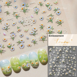 Rural Style White Daisy Flower Butterfly Small Wildflowers 5D Soft Embossed Relief Adhesive Nail Art Stickers 3D Manicure Decals (ONLINE ORDER ONLY)