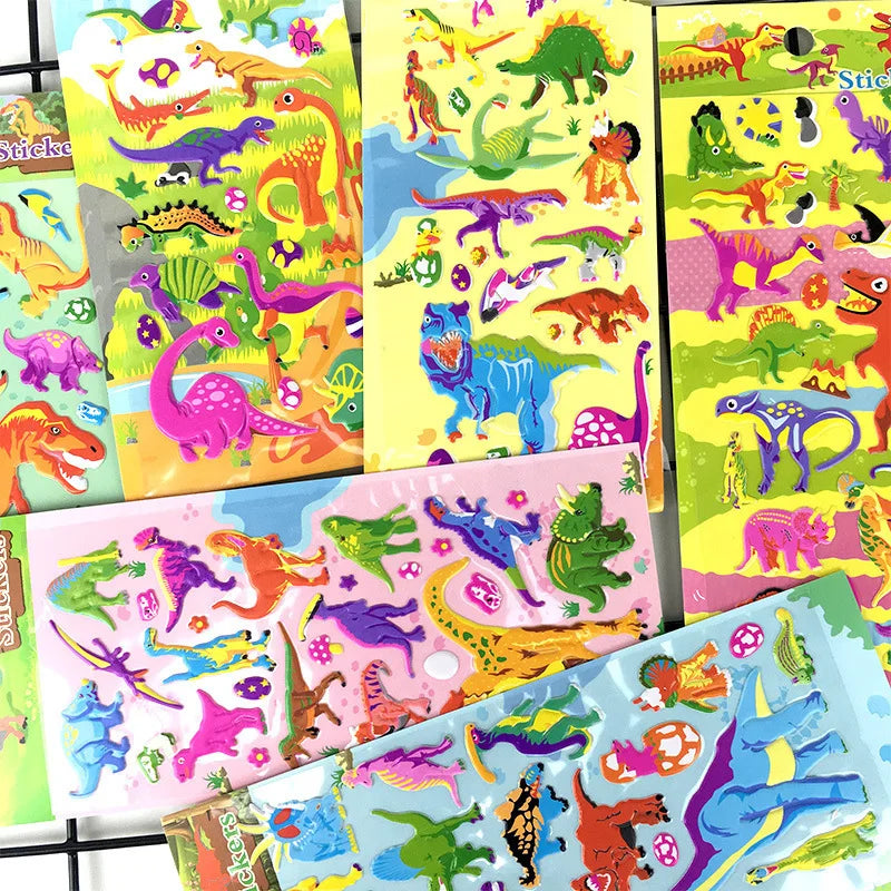 6 Sheets 3D Bubble Sticker Car Truck Plane Traffic Waterproof Cartoon Anime Stickers For Girl Boy Kids Funny Educational Toys (Online Order Only)