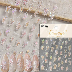 Dreamy Charming Shiny Beautiful Black White Butterfly Flower Love Heart Bowknot 5D Self Adhesive Nail Art Sticker Manicure Decal (ONLINE ORDER ONLY)