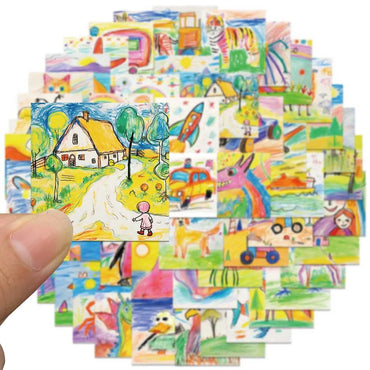 10/30/50PCS Cute Cartoon Painting Stickers Decals DIY Phone Suitcase  Notebook Fridge Bike Guitar Funny Decals Waterproof Toys (ONLINE ORDER ONLY)