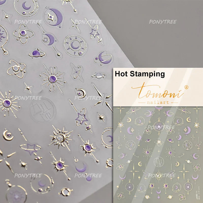 Red Sexy Love Heart Flower Hot Stamping Wing Star Moon Bowknot Sun Punk Adhesive Nail Art Decorations Stickers Manicure Decals (ONLINE ORDER ONLY)