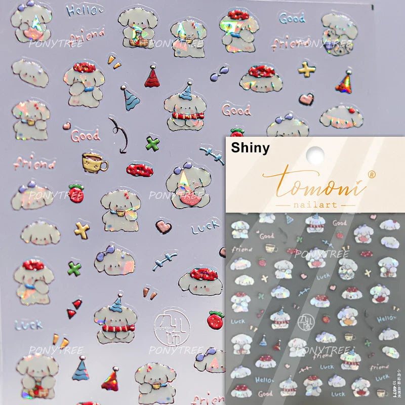 Cat House Snow Tree Window Fish Star Shiny Snowman Duck 5D Self Adhesive Nail Art Stickers Hat Apple Rhinestone Manicure Decals (ONLINE ORDER ONLY)