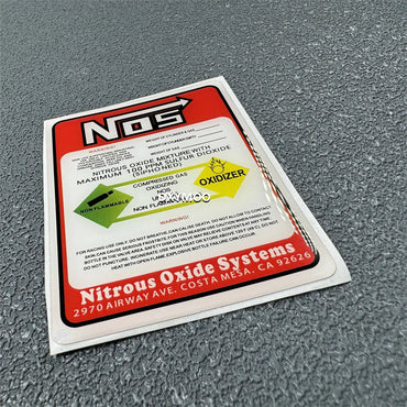 3D Crystal Soft Glue Car Styling for NOS Nitrous Oxide Systems Sticker Warning Bike Auto Fuel Tank Box Decals (ONLINE ORDER ONLY)