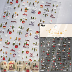 Cat House Snow Tree Window Fish Star Shiny Snowman Duck 5D Self Adhesive Nail Art Stickers Hat Apple Rhinestone Manicure Decals (ONLINE ORDER ONLY)
