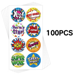 100-500pcs Cute Reward Stickers Roll with Word Motivational Stickers for School Teacher Kids Student Stationery Stickers Kids (Online Order Only)