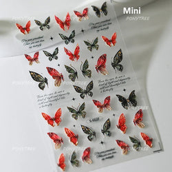 Yellow Butterfly Rose Flower Lace Gradual Wing Charming Romantic Jelly Camellia Self Adhesive Nail Art Stickers Manicure Decals (Online Order Only)