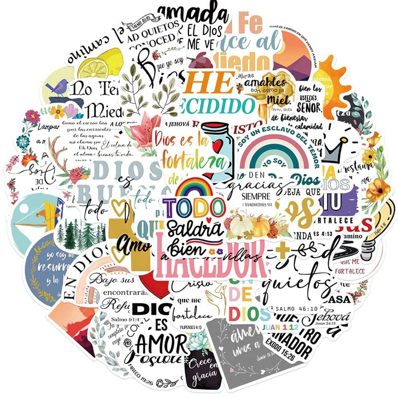 10/30/50PCS Cute Spanish Bible PVC Sticker Aesthetic Decoration Scrapbooking Korean Stationery School Supplies for Kids (ONLINE ORDER ONLY)