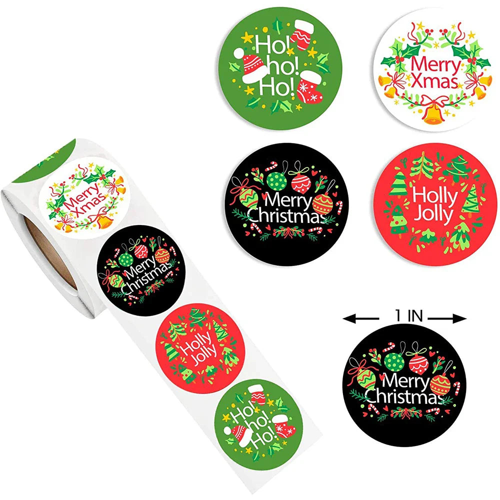 100-500Pcs Christmas Tree Candy Stickers 1inch Christmas Holiday Decor Sealing Label for Small Business Packaging Gift Decor (ONLINE ORDER ONLY)