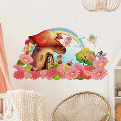 Cute Fairy Mushroom House Wall Stickers for Kids Nursery Decor (ONLINE ORDER ONLY)