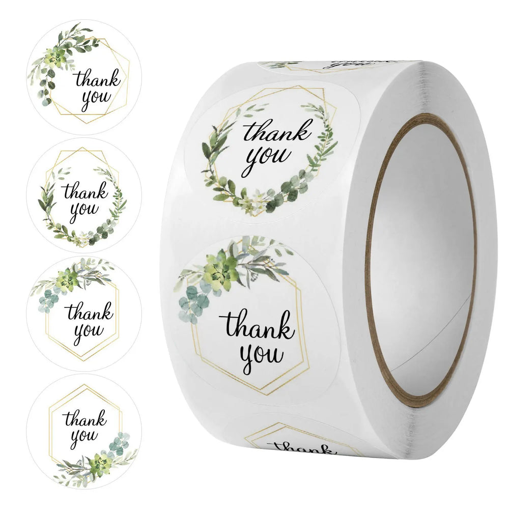 50-500pcs 1inch Flowers Round Labels Thank You Stickers Baking Seal Labels for Shop Business Package Gift Sticker Wedding Party (ONLINE ORDER ONLY)
