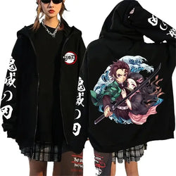 Demon Slayer Pattern Print Sweatshirt Harajuku Zipper Hoodie (ONLINE ORDER ONLY)