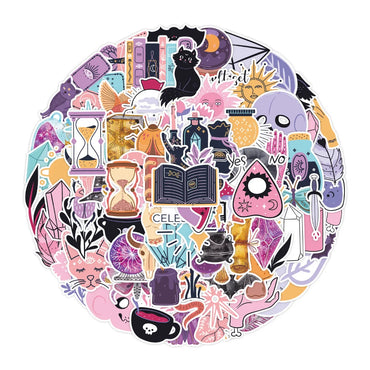 100Pcs Cute Cartoon Gothic Evil Witch Ghost Stickers Luggage Guitar Fridge Car Scooter Halloween Sticker Vinyl Decals (ONLINE ORDER ONLY)