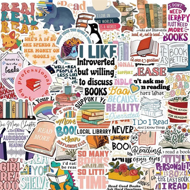 10/30/50PCS Cartoon Reading PVC Sticker Aesthetic Decoration Scrapbooking Sketchbook Korean Stationery School Supplies for Kids (ONLINE ORDER ONLY)