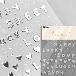 Flat Small Pink Brown Halo Dyeing Love Heart Geometric Leopard Shiny Jelly Chic Embossed Relief Nail Art Stickers Manicure Decal (Online Order Only)