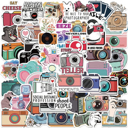 50Pcs Aesthetic Camera Stickers for Scrapbook, Phone, Luggage, Skateboard (ONLINE ORDER ONLY)