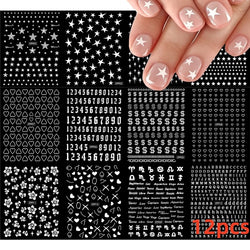 12pcs 3D Golden Glitter Heart Love Nail Stickers Valentine Self Adhesive Cute Cartoon Decal Geometry Slider Manicure Decoration* (ONLINE ORDER ONLY)