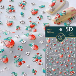Colorful Food Pudding Alkali Water Bowknot Cream Fork Cup Bread Jelly Fruit Cartoon Cake Relief Nail Art Sticker Manicure Decals (ONLINE ORDER ONLY)