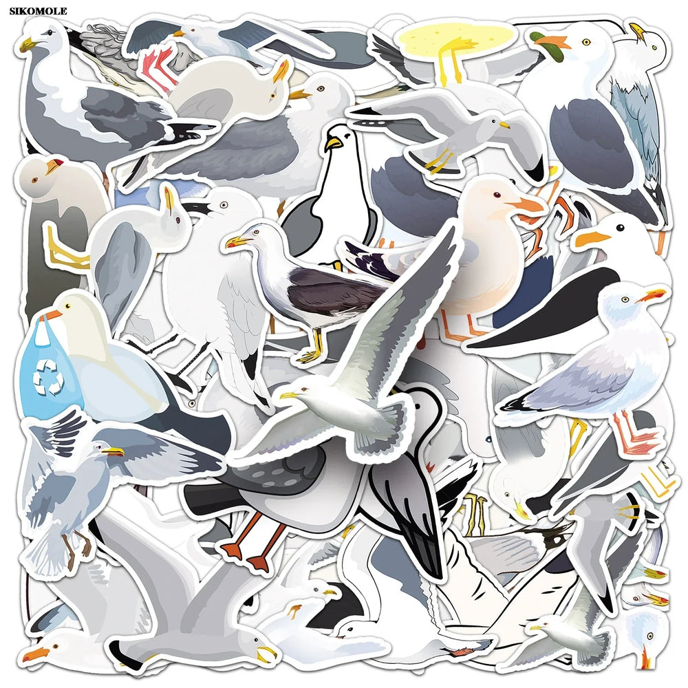 Seagull Cartoon Bird Stickers for Luggage, Laptop, Car, Bike, Skateboard - 10/30/50PCS (Online Order Only)