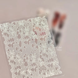 Lace Bowknot Hollow Out Fabric Art Fragmentation Sensation Petal Embossed Hottie Adhesive Nail Art Sticker Chic Manicure Decals (ONLINE ORDER ONLY)