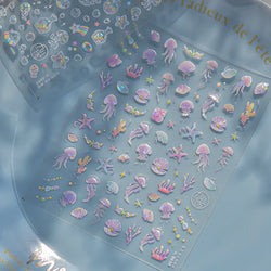 Infauna Jellyfish Conch Shell Starfish Octopus Coral Polypite Wishing Bottle Sea Self Adhesive Nail Art Stickers Manicure Decals (ONLINE ORDER ONLY)