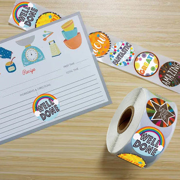 100-500pcs Cute Reward Stickers Roll with Word Motivational Stickers for School Teacher Kids Student Stationery Stickers Kids (Online Order Only)