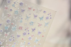 Embroidered Butterfly Flower Colourful Gradient Morning Glory Leaves Self Adhesive Nail Art Stickers Rhinestone Manicure Decals (ONLINE ORDER ONLY)