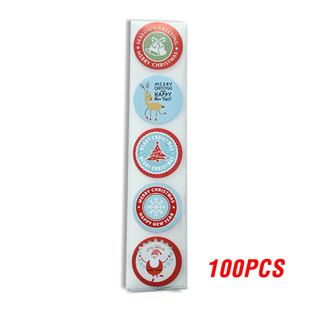 100-500pcs/roll Christmas Sticker Seal Labels Stickers 4 Designs Pattern Cartoon Reward Sticker For Kids Toys Gift Waterproof (ONLINE ORDER ONLY)
