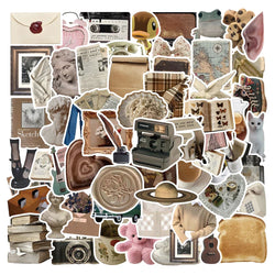 Vintage Aesthetic Cartoon Stickers: DIY Guitar, Fridge, Skateboard, Suitcase, Car Decals (10/30/60pcs) (Online Order Only)