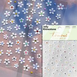 Hot Stamping Laser Silver Pink White Flower Rhinestone Pearl Irregular Petal Adhesive Nail Art Decoration Sticker Manicure Decal (ONLINE ORDER ONLY)