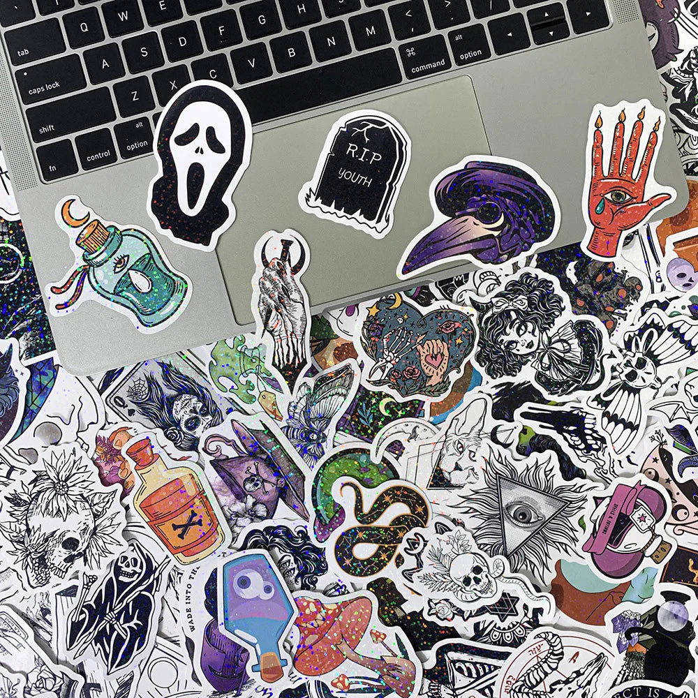 10/30/50/100PCS Holographic Laser Horror Gothic Witch Stickers Waterproof Decals Skateboard Laptop Motorcycle Car Cool Sticker (ONLINE ORDER ONLY)
