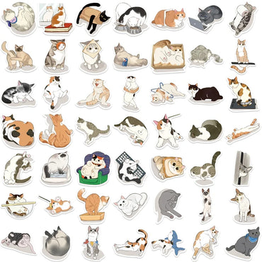 10/30/50PCS Kawaii Angry Cat Sticky PVC Sticker Aesthetic DIY Decoration Scrapbooking Korean Hand Accounting Supplies for Kids (ONLINE ORDER ONLY)