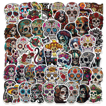 10/50PCS Cool Mexico Day of the Dead Horror Skull Stickers DIY Phone Laptop Luggage Skateboard Graffiti Decals Fun for Gift Toy (Online Order Only)