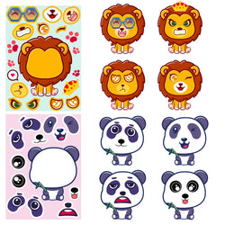 6/12Sheets Animal Make A Face Puzzle Stickers Kids Lion Owl Panda Make Your Own DIY Game Children Cartoon Jigsaw Education Toys (ONLINE ORDER ONLY)