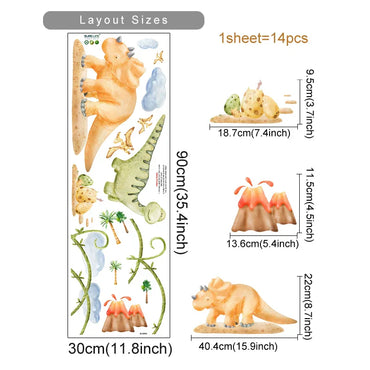 Watercolor Triceratops Dinosaur Wall Stickers for Kids Room Decor Removable PVC Decals (Online Order Only)