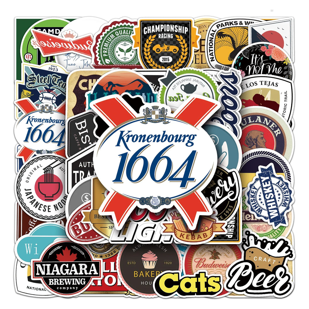 50Pcs Cartoon Waterproof Vinyl Stickers for Skateboard Snowboard Decals (ONLINE ORDER ONLY)