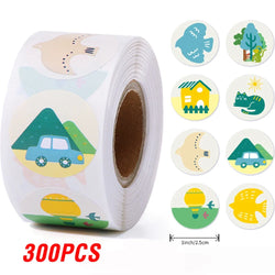 100-500pcs 1inch Cute Cartoon Stickers Round Reward Sticker Adhesive Labels for Classic School Teacher Kids Toy Sealing Lables (ONLINE ORDER ONLY)