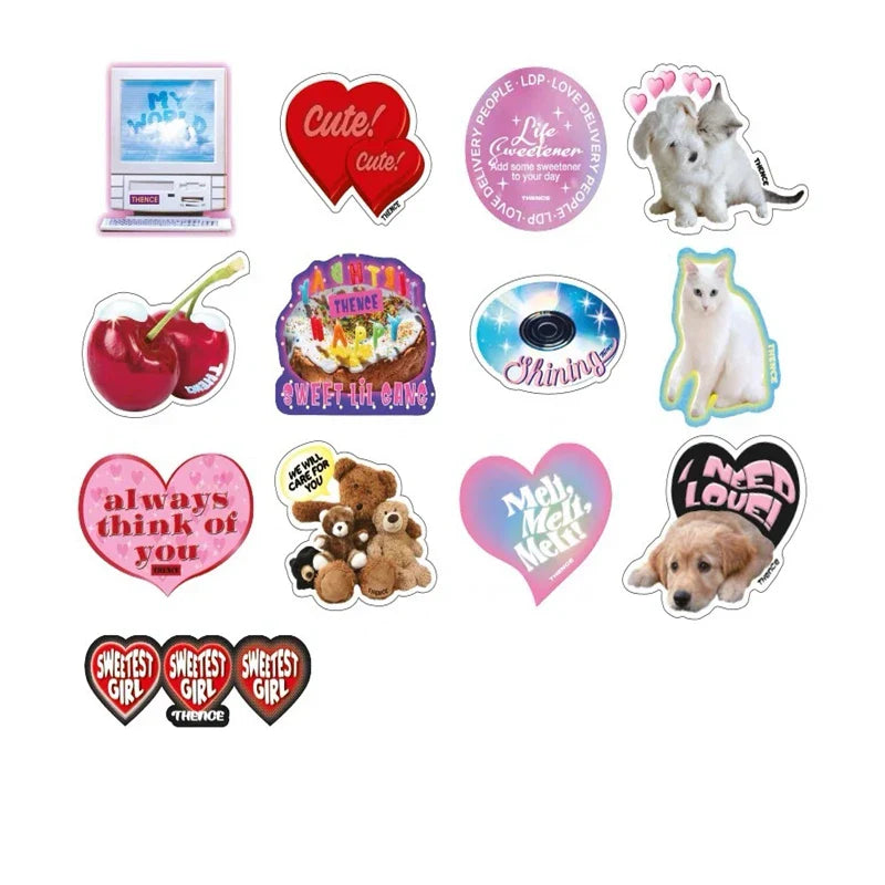 Ins Korean Retro Cute Cat Sticker Scrapbooking DIY Material Collage Decoration Stationery Stickers Aesthetic Personalized (ONLINE ORDER ONLY)
