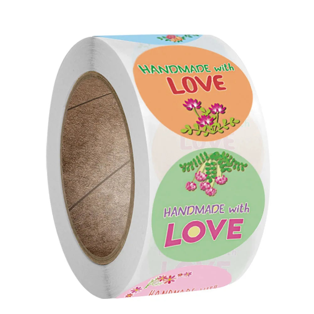 100-500pcs 1Inch DIY Hand Made With Love Label Wedding Stickers Adhesive Sticker Kraft Round Labels Wholesale price (Online Order Only)