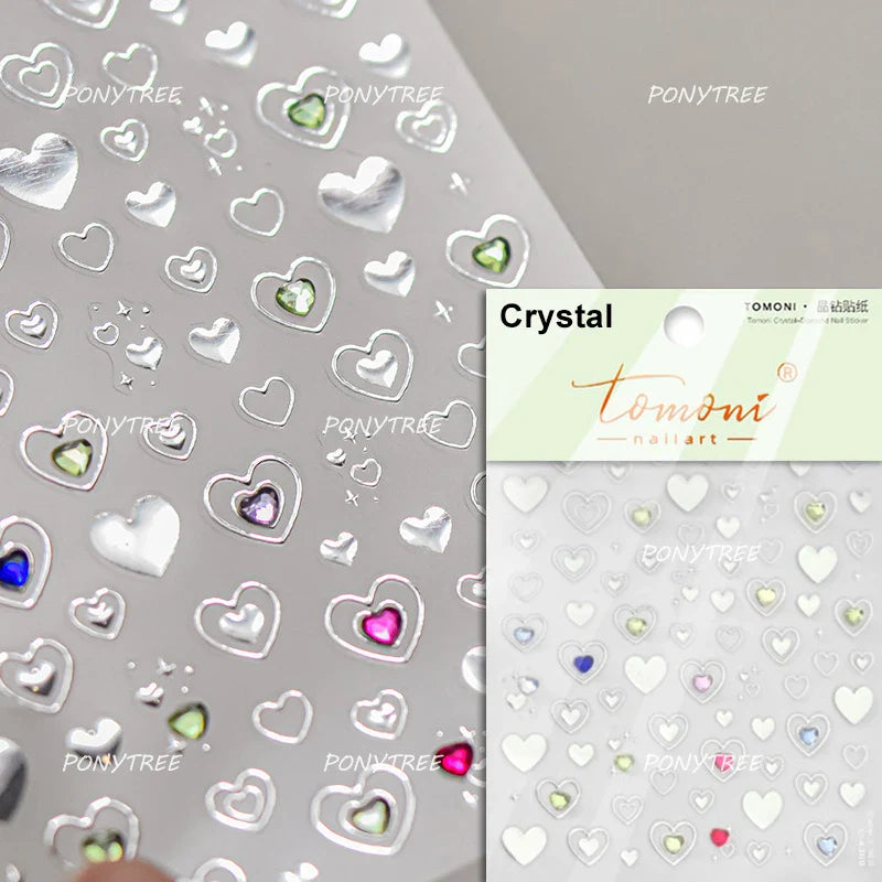 Silver Star Moon Clock Watch Cherry Love Heart Bowknot Gird Irregular Lines Dot Liquid Lava Nail Art Stickers Manicure Decals (ONLINE ORDER ONLY)