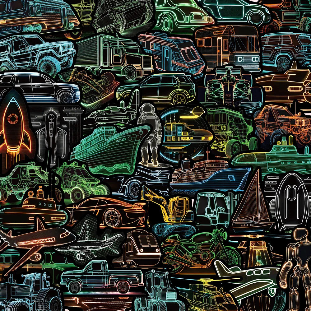 Neon Car Graffiti Stickers Decals for Laptop, Suitcase, Phone, Album - 10/30/50pcs (ONLINE ORDER ONLY)