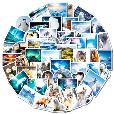 10/50pcs South and North Poles Scenery Stickers Aesthetic Decals DIY Scrapbooking Phone Luggage Car Graffiti Decoration Sticker (Online Order Only)