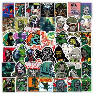 MF Doom Stickers Pack: Hip Hop, DIY, Skateboard, Laptop, Guitar, Decals (ONLINE ORDER ONLY)