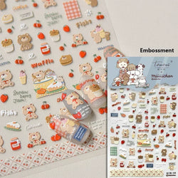 Cute Mango Dog Puppy Bear Bichon Blueberries Strawberry Cake Fruit Juice Desserts Corgi Adhesive Nail Art Sticker Manicure Decal (Online Order Only)