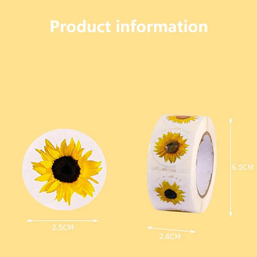 100-500PCS Sunflowers Stickers Packaging Stickers Roll Home Made Small Lables for Kids Pack Rolling Stickers Photocard Decor (ONLINE ORDER ONLY)